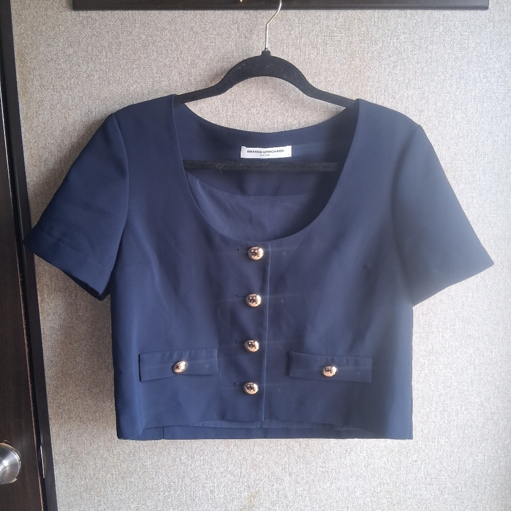 Amanda Uprichard Benton Top Ink/Navy Blue M Modern Minimalist Chic